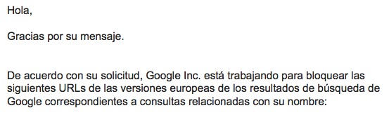 Eliminación resultados Google ley europea protección de datos